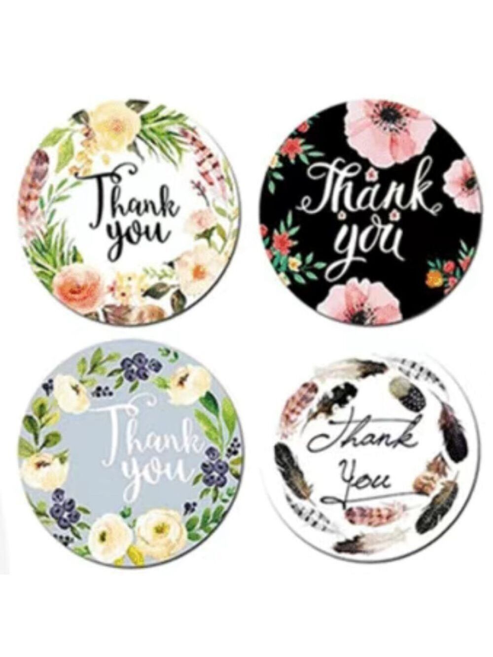 500 Roll Thank You Floral Flower Stickers 1 inch - Picture 2 of 3